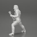 Rock man play white bass guitar in leather jacket  with long hair and beard - Only-Games