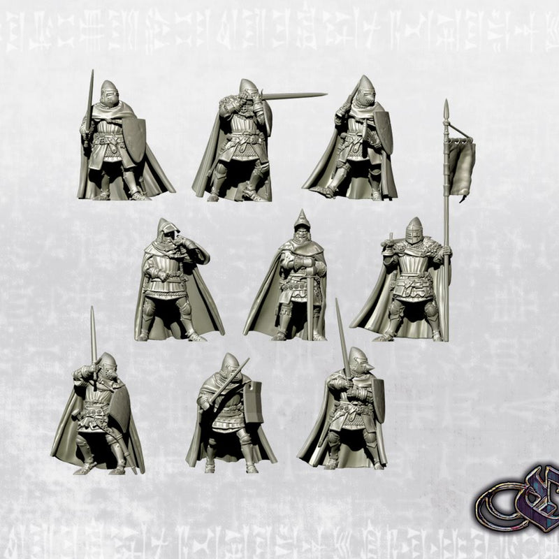 Late Crusader Knights on Foot - Complete Regiment - 34mm - Only-Games