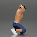 Gangster in mask and cap sitting putting his hands behind head about to be arrested - Only-Games