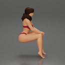 Sexy Girl in bikini Sitting On The Chair with hands on knees - Only-Games