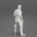 Rock man play white bass guitar in leather jacket  with long hair and beard - Only-Games