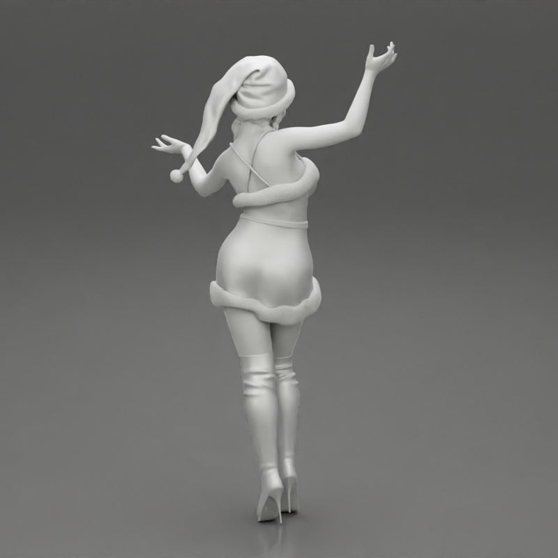 Lovely Santa Girl in Christmas Dress Posing - Only-Games