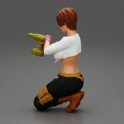 Repair woman sitting and holding a drill - Only-Games