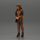 woman in the cold standing wearing a shawl and heels - Only-Games