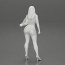 Sexy woman posing in short and shirt with open chest - Only-Games