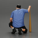 gangster homie in mask sitting holding a baseball bat - Only-Games