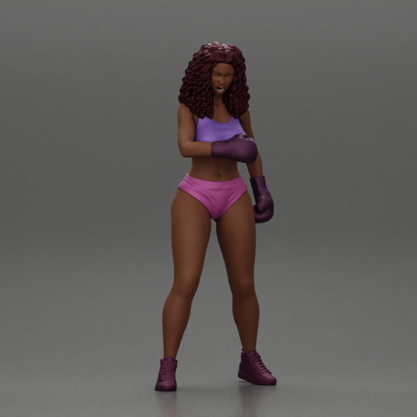 Black girl with curly hair boxing winning and screaming at the losing girl