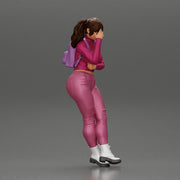 Tearful girl standing in jeans and mini shirt expressing deep sorrow with pigtails - Only-Games