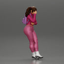 Tearful girl standing in jeans and mini shirt expressing deep sorrow with pigtails - Only-Games