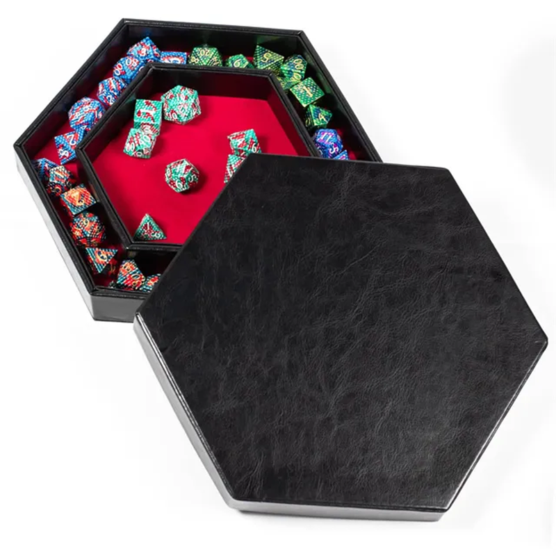 Tray of Fates | Hexagonal Dice Tray | Red Felt - Only-Games