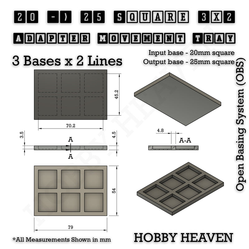 Square and Rectangle Movement Trays Adapters for Tabletop Games - Only-Games