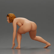 naked surfer woman in a bikini riding a wave on her surfboard - Only-Games