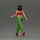 Woman Confidently Walks Forward in Stylish Green and Red Outfit - Only-Games