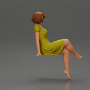 beautiful girl in dress sitting outside with her short hair blowing in the wind - Only-Games