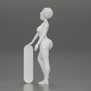 Black girl With Curly Hair Standing With Skateboard 2 - Only-Games