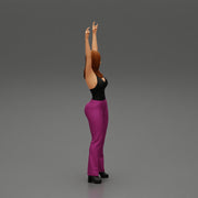 Young girl raised up two hands with sign of the horns - Only-Games