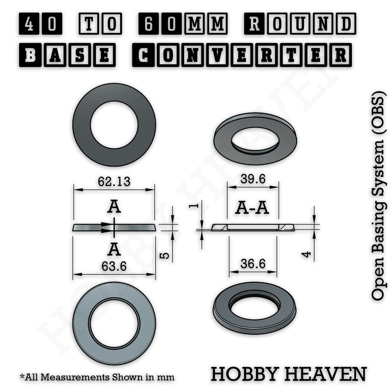 Round Bases Size Converters Round to Round 3d Print Full Range - Only-Games