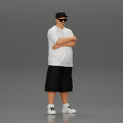 Fat Gangster in cap and sunglasses folding one's arms - Only-Games