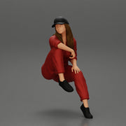 Tired woman mechanic in suit and cap sitting - Only-Games