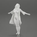 Sexy woman in Bikini and night robe opening Arms To the Sky - Only-Games