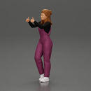 Smiling girl in overalls showing a thumbs up with both hands - Only-Games