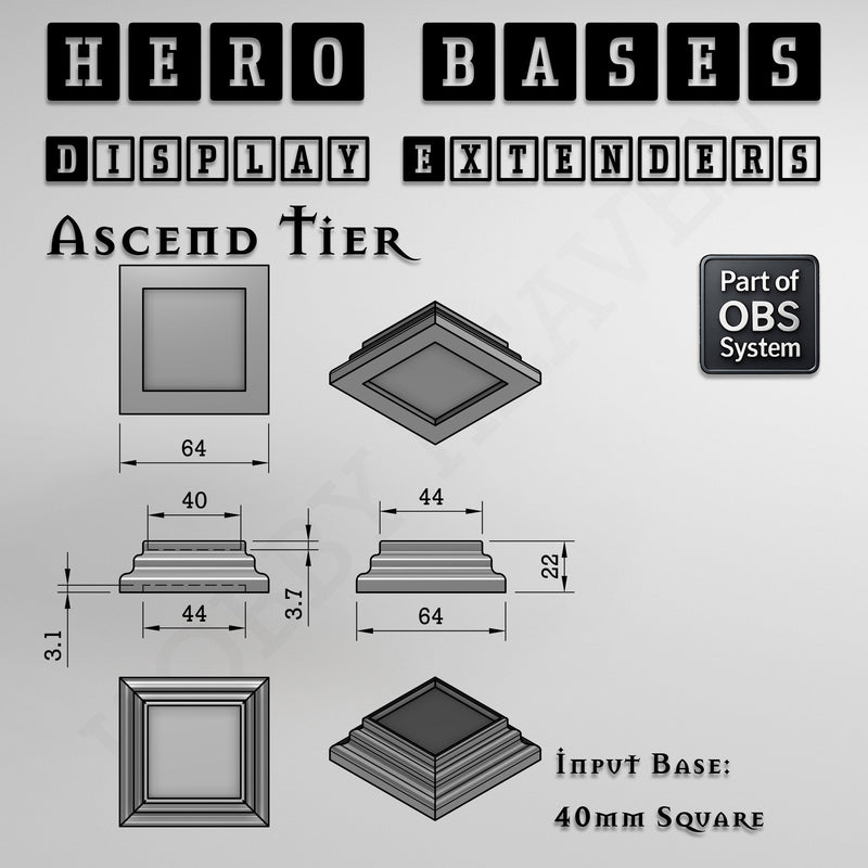 Hero Bases Display Extenders | Squares and Rectangles | Convert Gaming Bases to Display Bases & Plinths - Only-Games