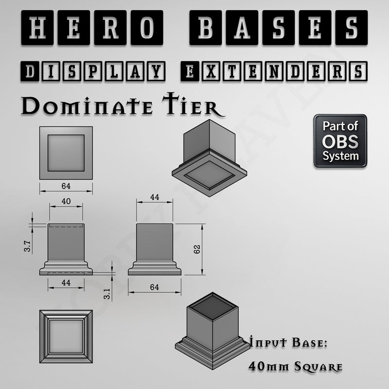Hero Bases Display Extenders | Squares and Rectangles | Convert Gaming Bases to Display Bases & Plinths - Only-Games