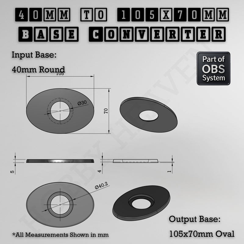Round To Oval Bases Size Converters 3d Print Full Range - Only-Games