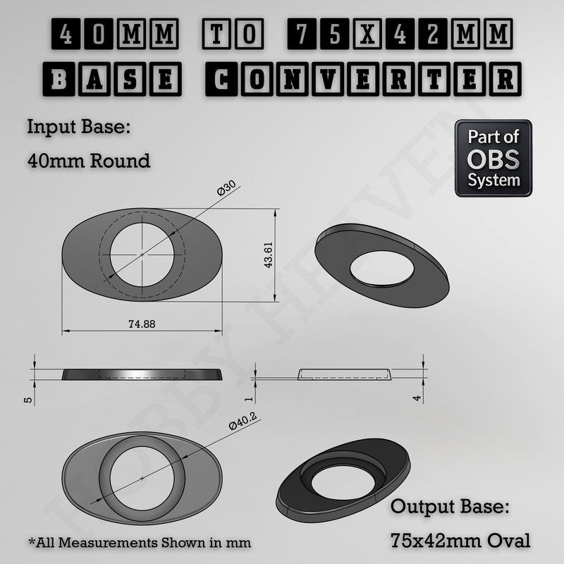 Round To Oval Bases Size Converters 3d Print Full Range - Only-Games
