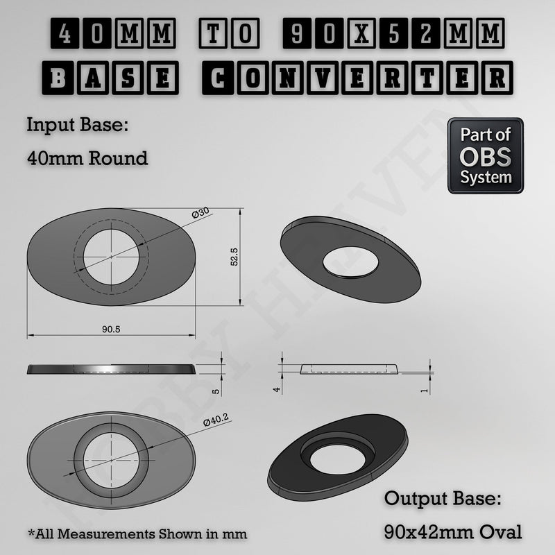 Round To Oval Bases Size Converters 3d Print Full Range - Only-Games