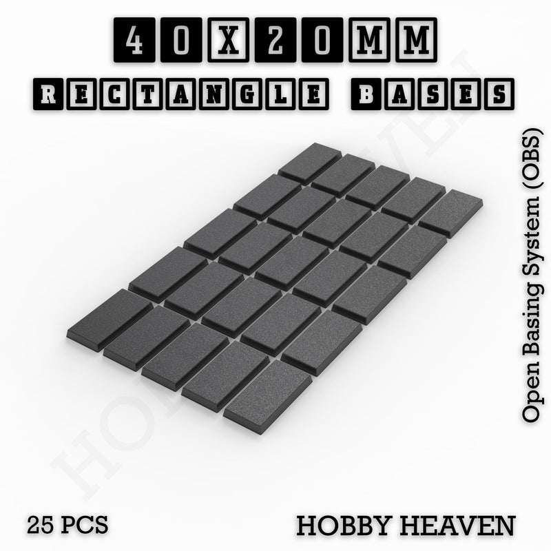 Rectangle Bases Range Sizes - 75x30mm to 125x40mm Medium Sizes 3d Print Full Range Tabletop Games - Only-Games