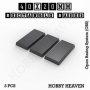 Rectangle Bases Range Sizes - 75x30mm to 125x40mm Medium Sizes 3d Print Full Range Tabletop Games - Only-Games