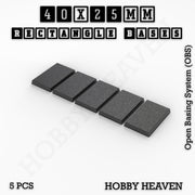 Rectangle Bases Range Sizes - 75x30mm to 125x40mm Medium Sizes 3d Print Full Range Tabletop Games - Only-Games