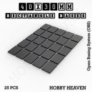 Rectangle Bases Range Sizes - 75x30mm to 125x40mm Medium Sizes 3d Print Full Range Tabletop Games - Only-Games