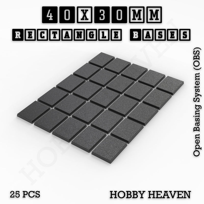 Rectangle Bases Range Sizes - 75x30mm to 125x40mm Medium Sizes 3d Print Full Range Tabletop Games - Only-Games