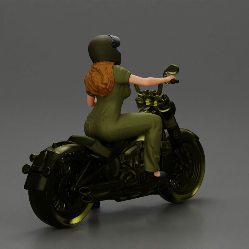 Motorcycle woman Rider in Military-Style Gear