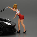2 Sexy Girl in sunglasses opening a car hood and look inside - Only-Games