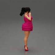 Beautiful woman standing and posing and in fashion summer dress - Only-Games