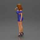 Elegant pose in vibrant blue dress with matching high heels - Only-Games