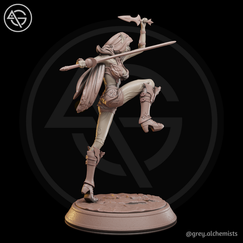 Rina the Drow Demon Hunter, Attack Pose 1 - Fantasy Resin Miniature in 32mm - DnD