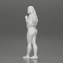 Beautiful woman with long hair in a bodysuit with an open vest - Only-Games