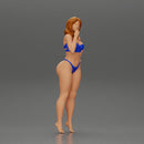 sexy girl in bikini standing smoking cigarette on the beach - Only-Games