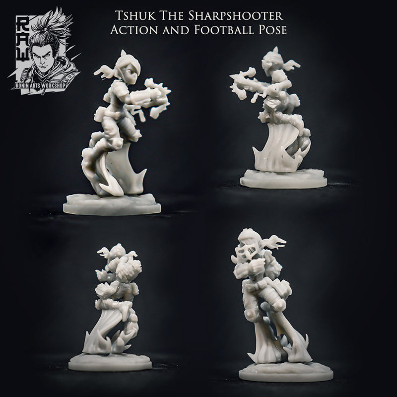 Tshuk - Female Goblin Sharpshooter in Action and Football Pose - Only-Games