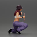 Young girl wearing a hat and pants sitting holding a sign and hitchhiking - Only-Games