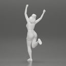 Happy girl in Mini shirt and tennis cap Standing on One Leg - Only-Games