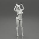 Hot beautiful woman in bikini standing with her arms raised up - Only-Games