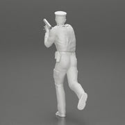 Police Officer running Chasing Criminal On Roadway holding a gun - Only-Games