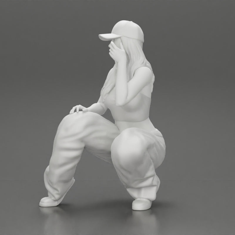 Chola gangster homie lowrider girl in cap sitting beside car - Only-Games