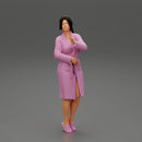 woman in bathrobe standing - Only-Games