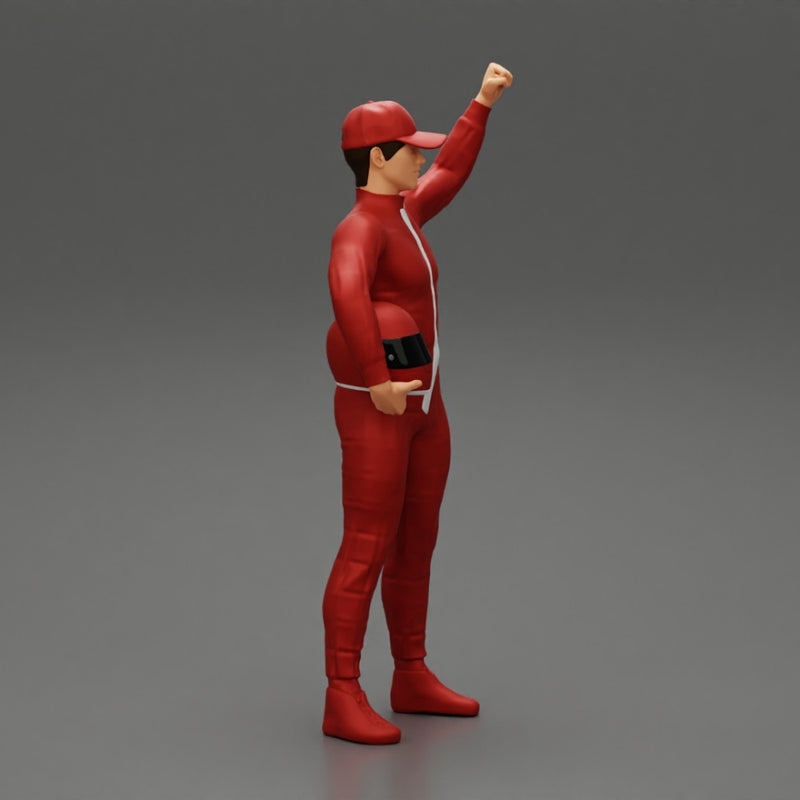 motorbiker celebrates and hold his helmet - Only-Games